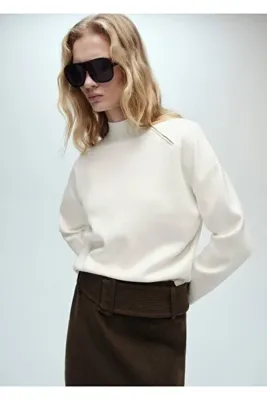 MANGO Woman Fermuarlı perkins yaka kazak