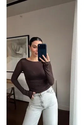 sinem kıvanç KAYIK YAKA TRANSPARAN BLUZ