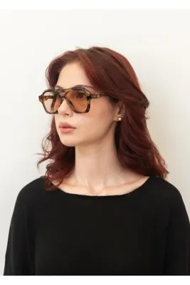 Eyemood Unisex Pilot Güneş Gözlüğü Leopar Desenli Çerçeve Bej Cam UV Korumalı Otto C2