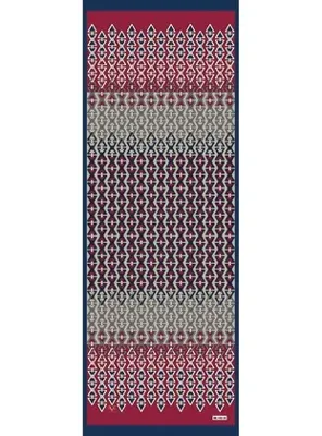 19v69 ITALIA Desenli Kesik Elyaf Seri Şal Askısı İle Birlikte 72x200 BORDO LACİVERT