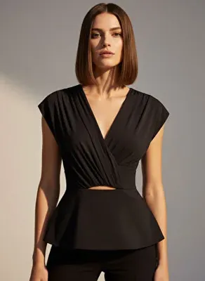 Rivus Siyah Kadın Degaje Yaka Bluz 26SL109008S