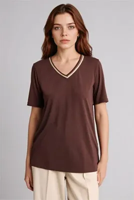 Defacto Regular Fit V Yaka Kısa Kollu Tişört F2770AX26SP