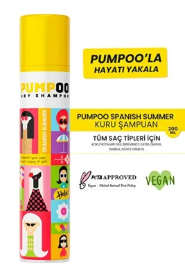 Pumpoo Kuru Şampuan Spanish Summer Kokulu Hacim Veren Beyaz Kalıntı Bırakmayan 200 ml