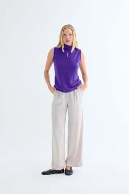 Silk and Cashmere Açık Gri Estrella Saf İpek Pantolon