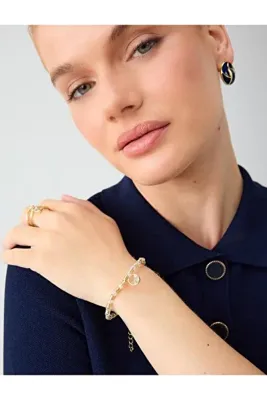 Jimmy Key Altın Rengi Charm Detaylı Boncuk Figürlü Bileklik