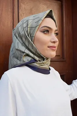 Ma'Polien Basic Kreasyon Twill Eşarp Açık Haki-lacivert