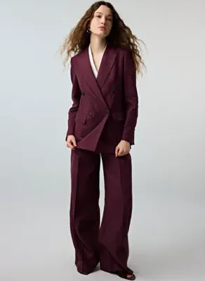 İpekyol Mürdüm Kadın %100 Keten Blazer IS1260106028008