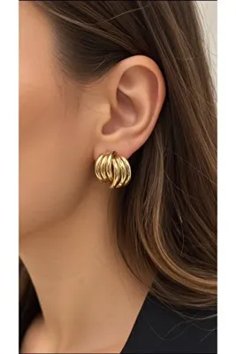 PARTEA Kadın Gold Silver 14K Kararmaz 6 Halkalı Küpe