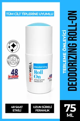 New Well Deodorizing Roll On Terleme Önleyici Koltuk Altı Roll On (Mavi) 75 ML