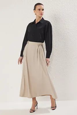 Trendyol Modest Taş Fiyonk Detaylı Dokuma Etek TCTSS25EE00019