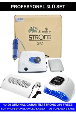 KozMood Protez Tırnak Kalıcı Oje Seti (Strong 210 Freze Makinesi + UV Led Kurutucu + Toz Toplama)