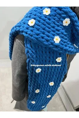 DUYGUNUN DÜKKANI Papatya motifli puffy atkı şal