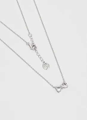 So Chic Işıltılı Fiyonk 18 Ayar Beyaz Altın Kaplama 45 Cm Gümüş Kolye