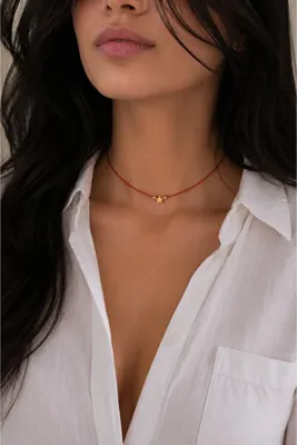 Femenino Gold Yıldız Figürlü Kırmızı İp Kolye Minimal Choker