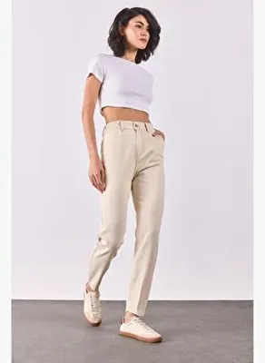 Vena Kadın Norah Off White Beli Lastikli Jean Pantolon Lyocell (Tencel™) - Off White