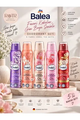 BALEA Kadın Deodorant Sprey 5'li Set 750 ml – 0% Alüminyum, Vegan, Parfümlü Deodorant Çeşitleri