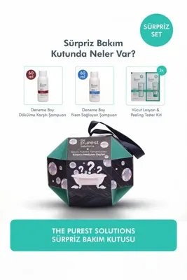 The Purest Solutions Sürpriz Bakım Kutusu – 2x60ml Şampuan + 3x10ml Vücut Peeling & Losyon Hediye + Sürpriz Saç Aksesuarı