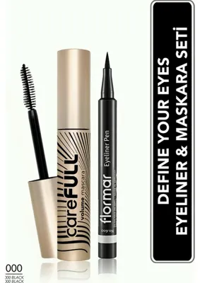 Flormar Define Your Eyes Eyeliner ve Maskara Seti - Eyeliner Pen ve Carefull Volume Maskara