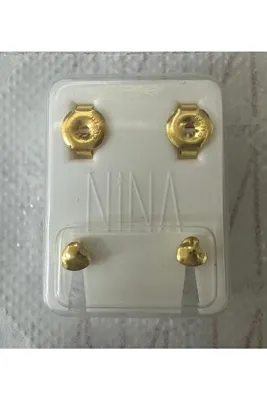 nina Gold Kalp Kulak Delme Küpesi 1 Çift