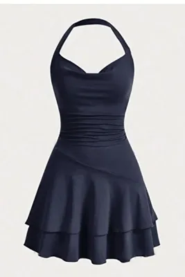Edela Boyundan Askılı Mini Elbise 5022