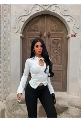 kırmızı butiks Beyaz Yaka Bağcıklı Volanlı Crop
