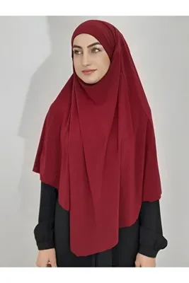 Genel Markalar Sufle Hazır Baglamalı Büyük Esarp Hijap Hac Umre Icin Uygundur Sandy Kumas Bordo