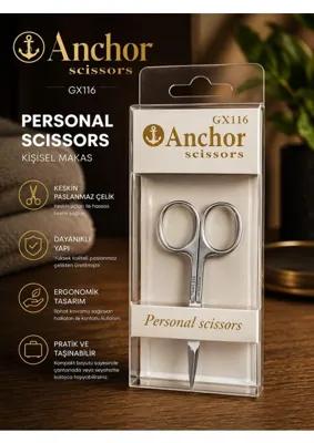 Odea Tr Anchor GX116 Kişisel Bakım Makası, Paslanmaz Çelik, Ergonomik Tasarım, Hassas Kesim, Taşınabilir