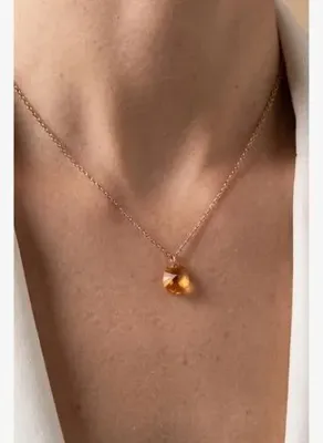 Frnch 925 Ayar Gümüş ve Turuncu Zirkon Taşlı Rose Renk Kadın Kolye FRJ31033-1133-CT