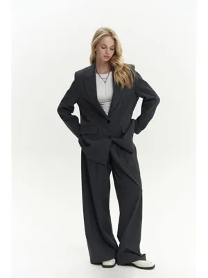 Mai Collection Jessical Çizgili Antrasit Blazer