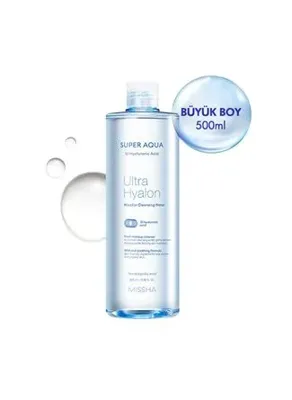 MISSHA Hyalüronik Asit İçeren Nemlendirici Makyaj Temizleme Suyu 500ml Super Aqua Hyalron Cleansing Water
