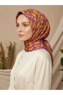 Armine İpek Eşarp - 9174D-36 - Sura- Eflatun, Turuncu