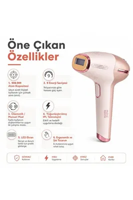 Mini More Beauty Professional IPL Lazer Epilasyon Cihazı 999.999 Atım, Buz Başlıklı Acısız Tüy Bitirme Cihazı - Rose Gold