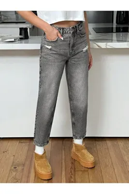 HerTon Kadın Yüksel Bel Mom Jean Pantolon %100 cotton Esneme yok