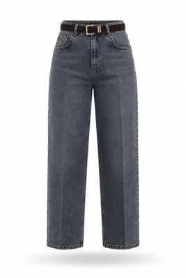 5in1Canpolat Eskitmeli Mavi Kemerli Baggy Jean 3010