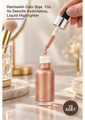 Yenilig 2 Adet Likit Aydınlatıcı Highlighter – Damlalıklı Cam Şişe, Yüz ve Dekolte Aydınlatma, Liquid Highlighter