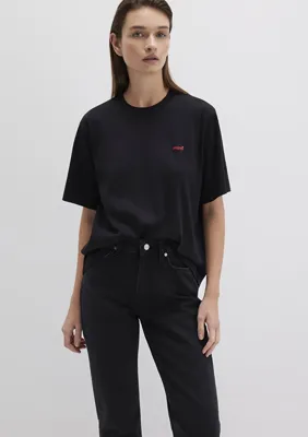 Mavi Mini Mavi Logo Baskılı İnterlok Siyah Basic Tişört