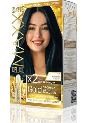 MAXX DELUXE Golden Beauty Set Saç Boyası 1.1 Mavi Siyah