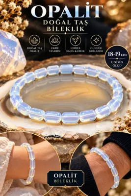 NBS Beautiful Naturel Stones Opalit Taşı Bileklik 18-19 cm Unisex Kadın Erkek İnce Zarif Şık Tasarım Boncuk Bileklik