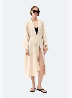 İkikız Kadın Natürel Keten Kimono