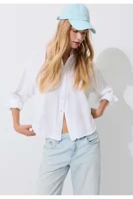 Stradivarius Keten Karışımlı Gömlek