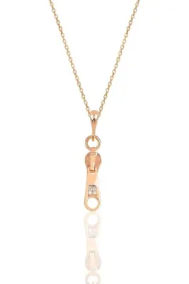 Söğütlü Silver Gümüş Rose Zirkon Taşlı Fermuar Kolye Sgtl11875rose