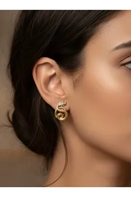 Laviona jewelry Xuping 14k Yılan Model Küpe