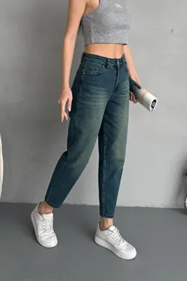 alanora Kadın Esnek/Likralı Yüksek Bel Mom Jean