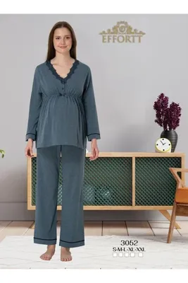 Effortt Maison Mila Dantel Detaylı Pamuklu Lohusa Pijama Takımı