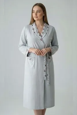 Mecit Pijama Mecit 6311 Mavi Kadın Büyük Beden Sabahlık