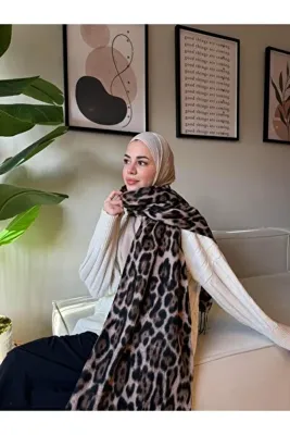 diorel Leopar Desen Omuz Şalı -Vizon
