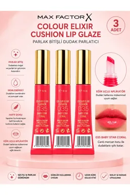 Max Factor Colour Elixir Cushion 035 Baby Star Coral Sıvı Dudak Renklendirici 9 ml X 3 Adet