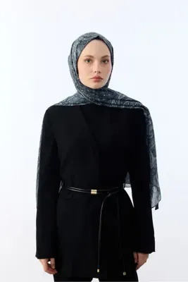 MİRSOY SCARF Etnik Desen Şal Mihra Desen-gri