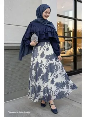 InStyle Fırfır Bluzlu Etekli Lacivert Takım