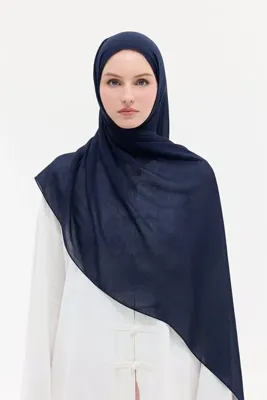 cs camellia scarf Düz Rami Şal - Lacivert
